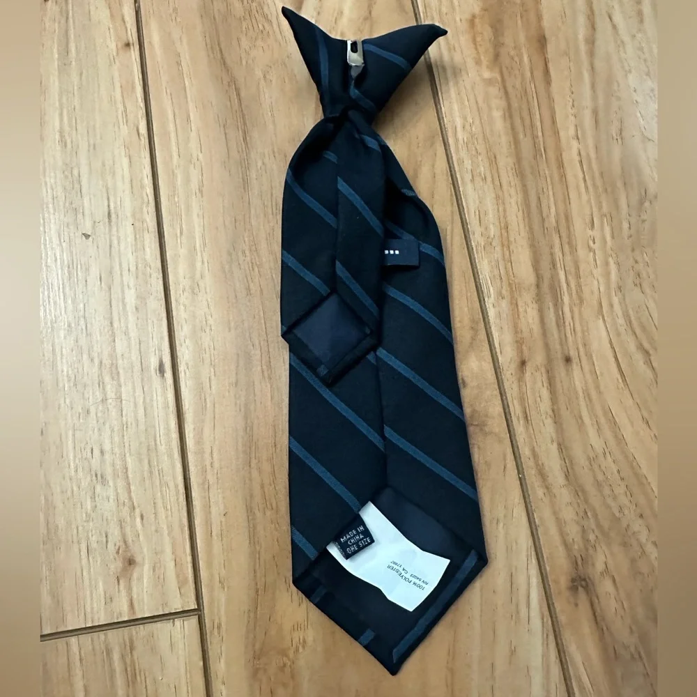 Kid's Black and Blue Striped Tie